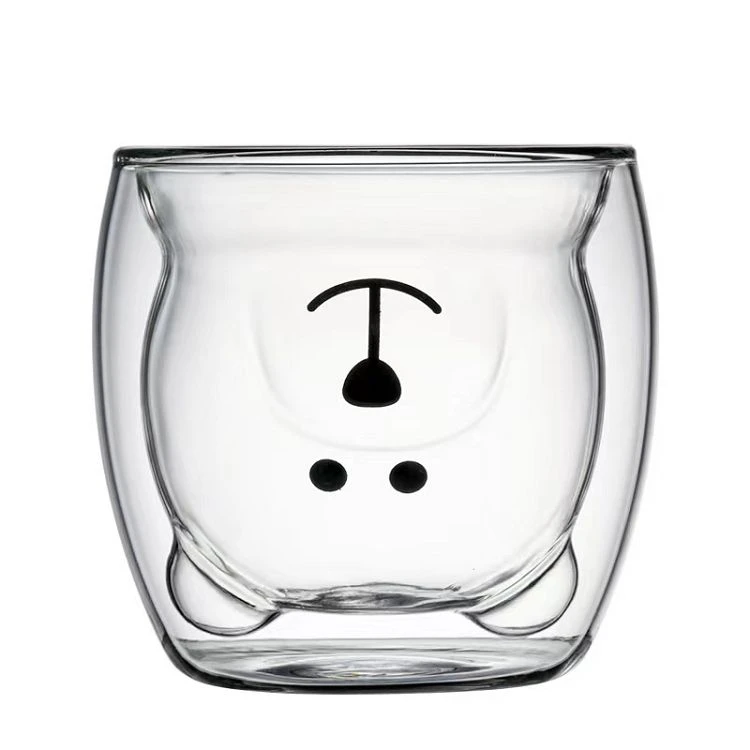 خرس ناز شکل دو دیوار شیشه ای قهوه Tumblers