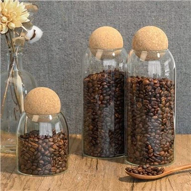 قوطی شیشه ای 1000ml/34Oz برای نگهداری مواد غذایی با درب چوب پنبه ای