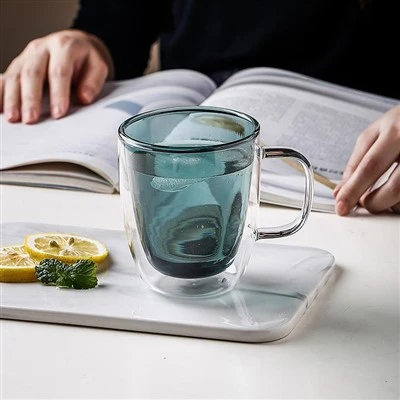 لیوان شیشه ای دوجداره رنگی