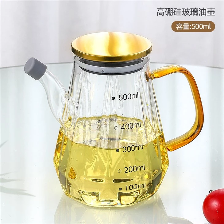 Diamond-shaped Glass Oil Dispenser With Scale Decal